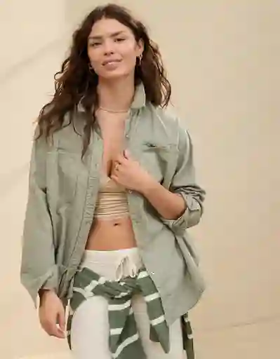 Camiseta Aerie Verde Talla: LARGE 3623331 American Eagle