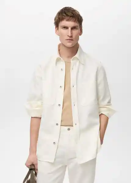 Sobrecamisa Jay Offwhite Talla M Hombre Mango