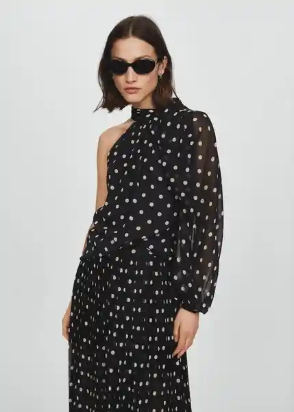 Blusa Adela Negro Talla L Mujer Mango