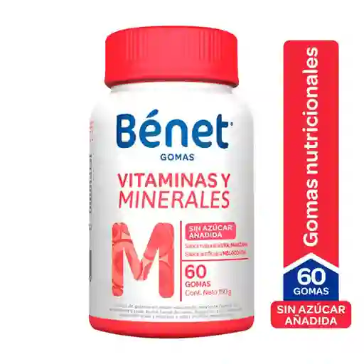 Bénet Goma Multivitamínicas Vitaminas y Minerales Sin Azúcar