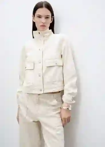 Chaqueta Cazadora Mara Offwhite Talla S Mujer Mango