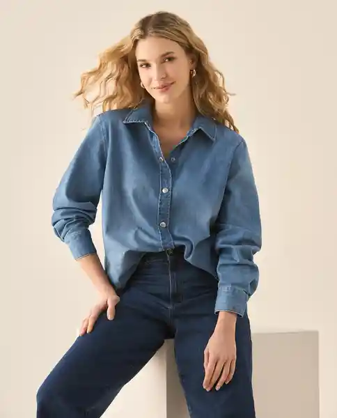 Camisa Azul Rivera Medio Talla XXL 113G003 Esprit