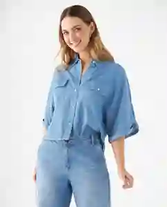 Camisa Azul Sereno Claro Talla XL 619F090 Esprit