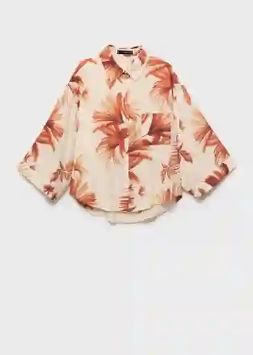 Camisa Palm Off White Talla L Mujer Mango