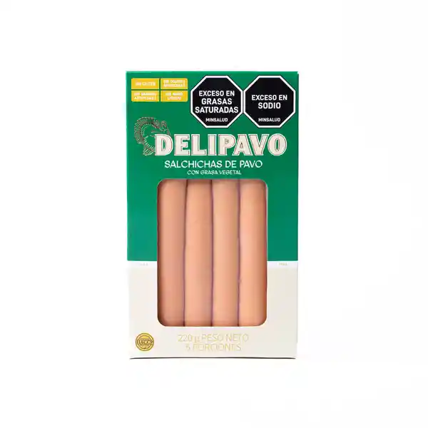 Salchicha de Pavo Con Grasa Vegetal Delipavo