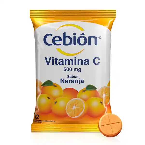 Cebión tabletas Masticables de Vitamina C sabor a Naranja 144 Unidades