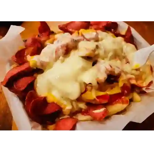 Salchipapas Personal de Pollo Queso