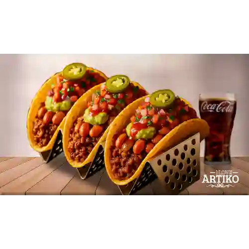 Tacos Picqate + Gaseosa Cocacola 250ml
