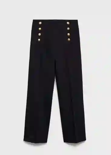 Pantalón Botones Negro Talla 42 Mujer Mango