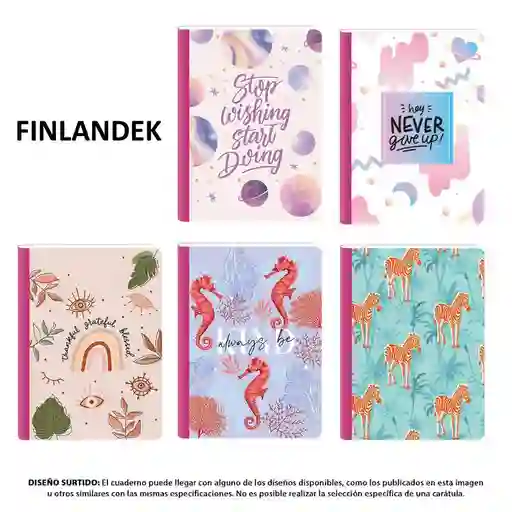 Cuaderno Cosido 100 Hojas Cuadriculado Femenino Grande Finlandek