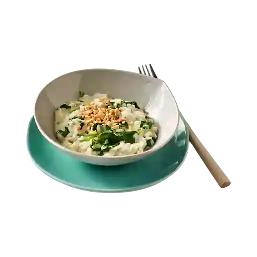 Risotto Primavera en Salsa de Queso Azul
