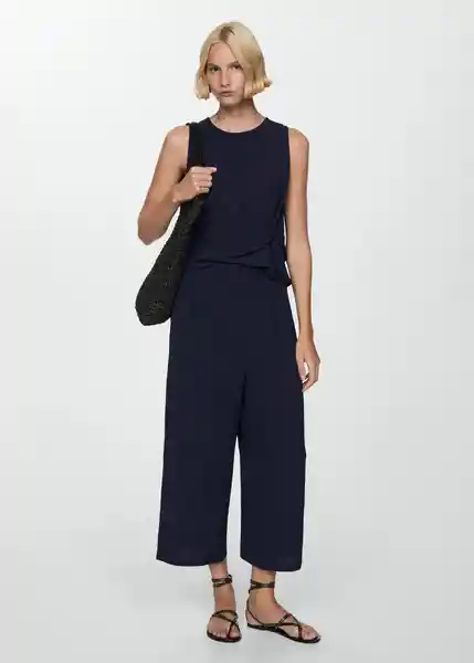 Pantalón Burbu-H Navy Talla L Mujer Mango