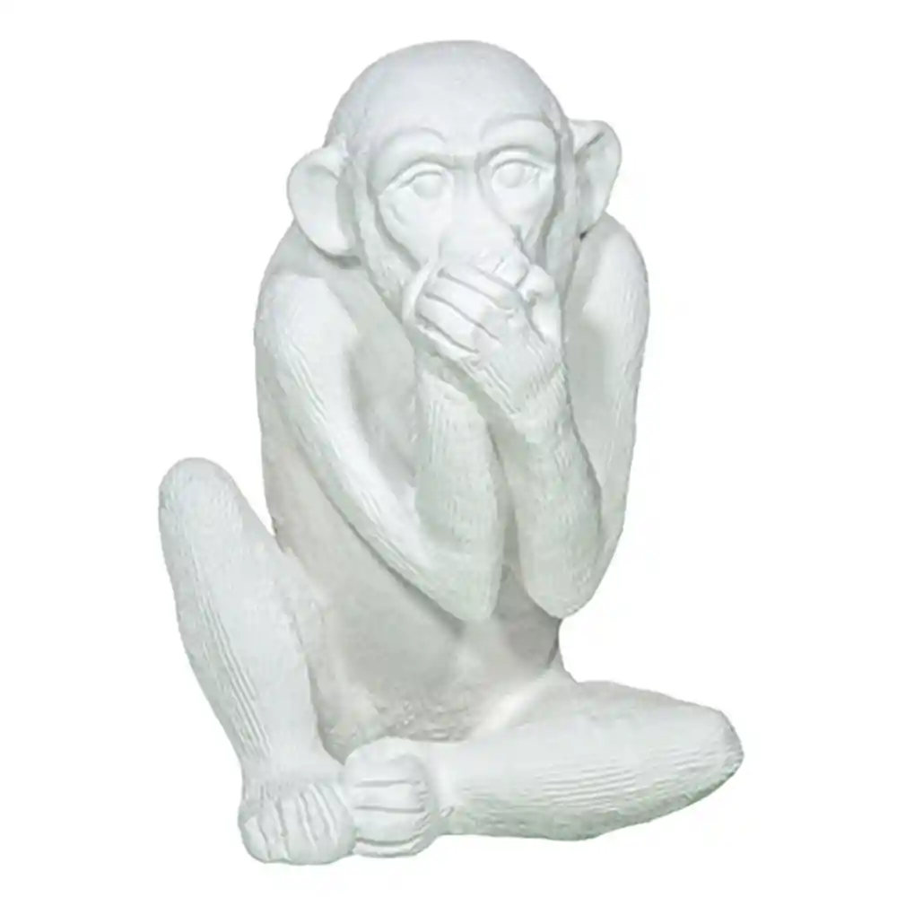 Marres Figura Decorativa Escultura Mono Boca Blanco 17 X 11.5 Cm