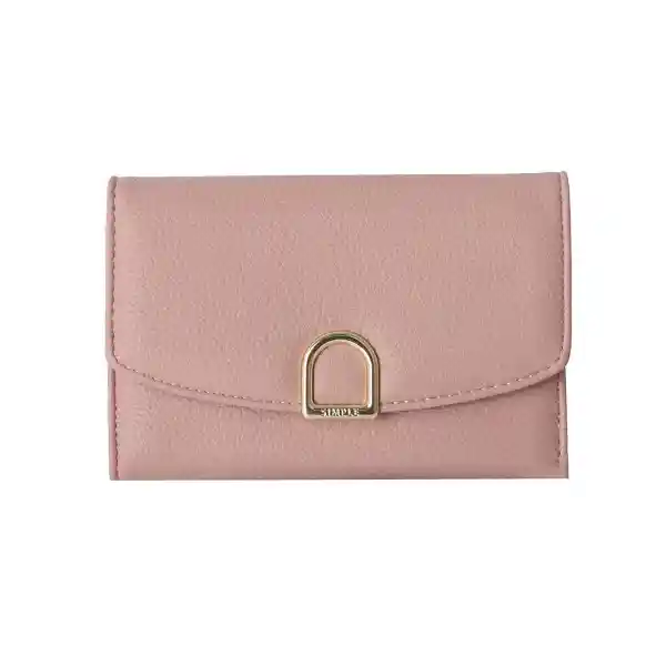 Cartera Para Mujer Con Hebilla Dorada Rosa Serie Miniso