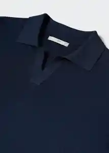 Camiseta Polo Lino Navy Talla XL Hombre Mango