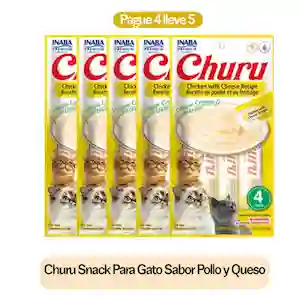 5 x Churu Snack Para Gato Sabor Pollo y Queso