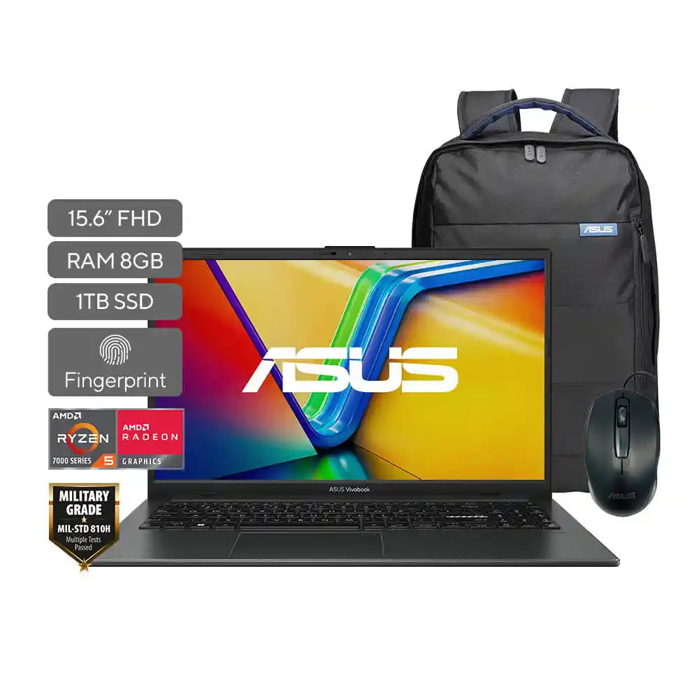 Computador Portátil Asus Vivobook Go 15.6 Pulgadas Amd Ryzen 5 1 Tb Ssd 8 Gb Ram 15-e1504fa-nj1152w + Morral y Mouse