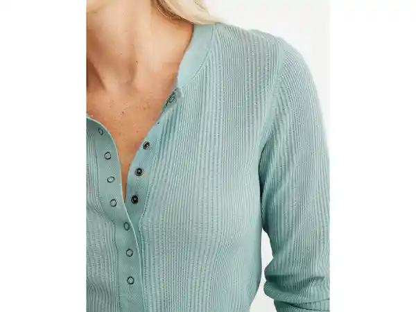 American Eagle Camiseta Aerie Henley Textura Waffle Menta Small