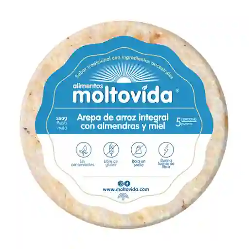 Moltovida Arepa de Arroz Integral Con Almendras y Miel