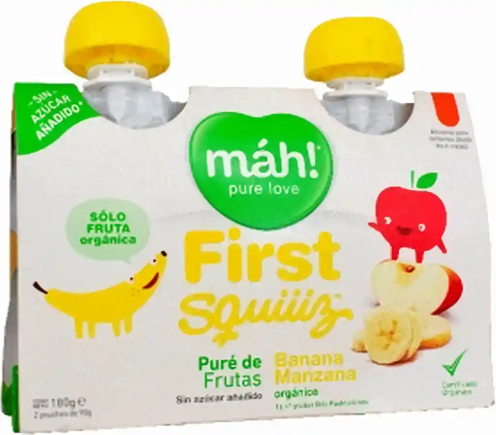 Mah Compota Orgánica First Squiiz Puré de Frutas y Banana-Manzana