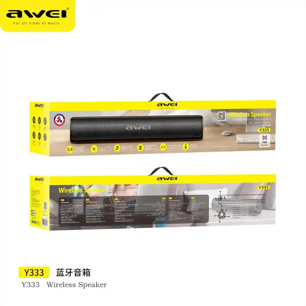 Parlante Bluetooth Awei Y333 Negro