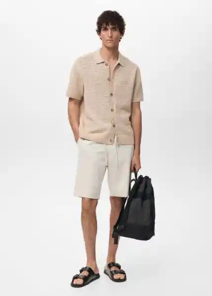 Camisa Samu Beige Talla M Hombre Mango