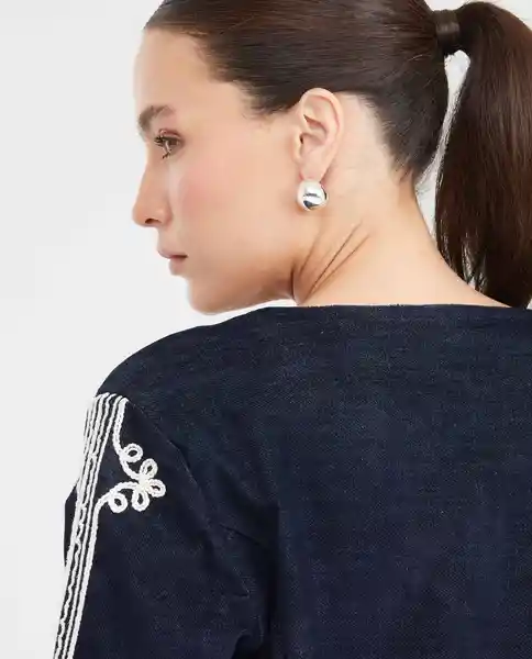 Chaqueta Collarless Embroid Azul Dark Ultra Oscuro XS Chevignon