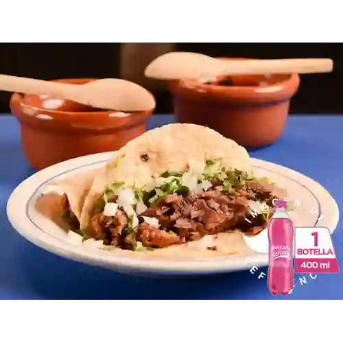 Combo Tacos Carnitas + Postobón Manzana 400 ml