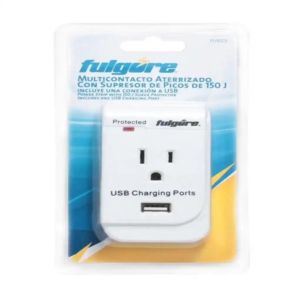 Multicontacto 1 Toma y 1 Usb Fulgore Supresor 150 J