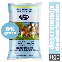 Leche Descremada Deslactosada Alpina Bolsa 1100 ml