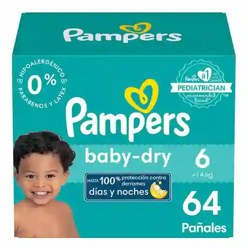 Pañales Pampers Baby-Dry Talla 6 64 Unidades