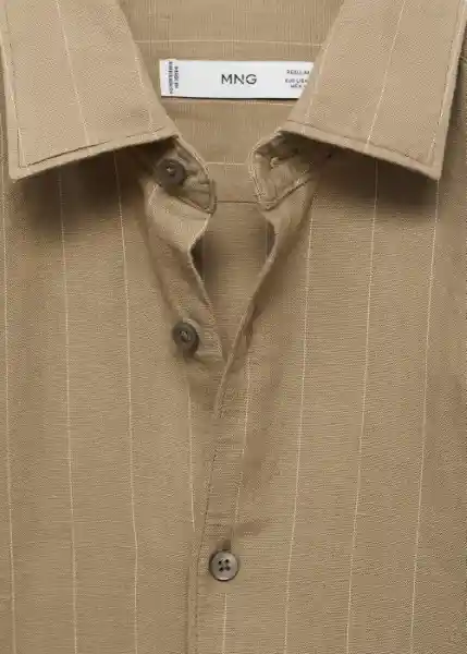 Camisa Rug Khaki Talla L Hombre Mango