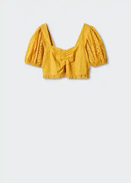 Top Santa-L Mostaza Talla S Mujer Mango