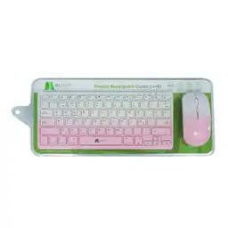 Combo Teclado + Mouse Recargable 2.4 Bluetooth Blanco/rosa