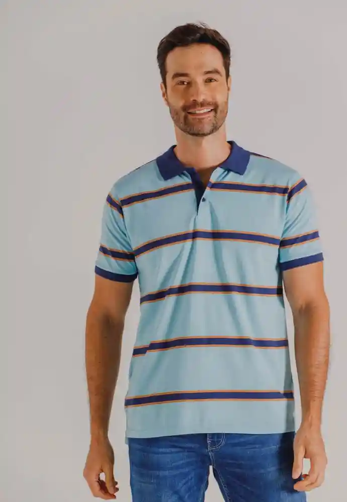 Camiseta Polo Rayas S-celeste