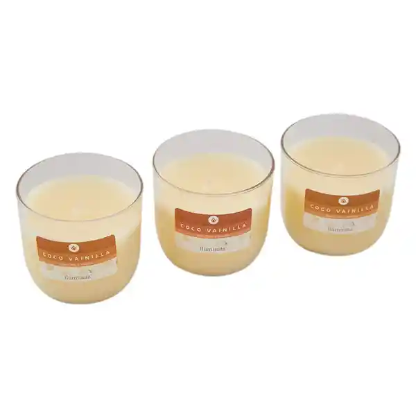 Iluminata Kit Velas Vaso Coco Vainilla Beige 6 x 6 cm