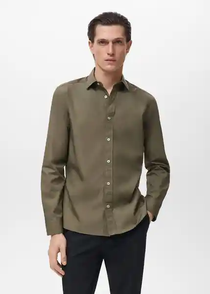 Camisa Play Khaki Talla M Hombre Mango