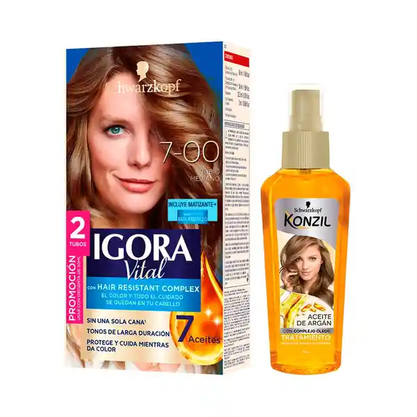 Igora Tinte Vital Permanente Tono 7.0 + Aceite Konzil