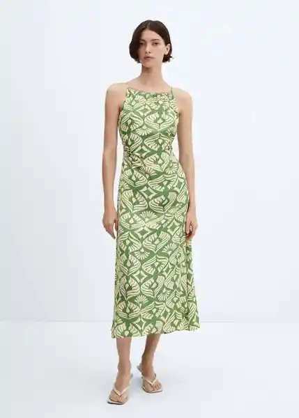 Vestido Laurel-W Verde Talla M Mujer Mango