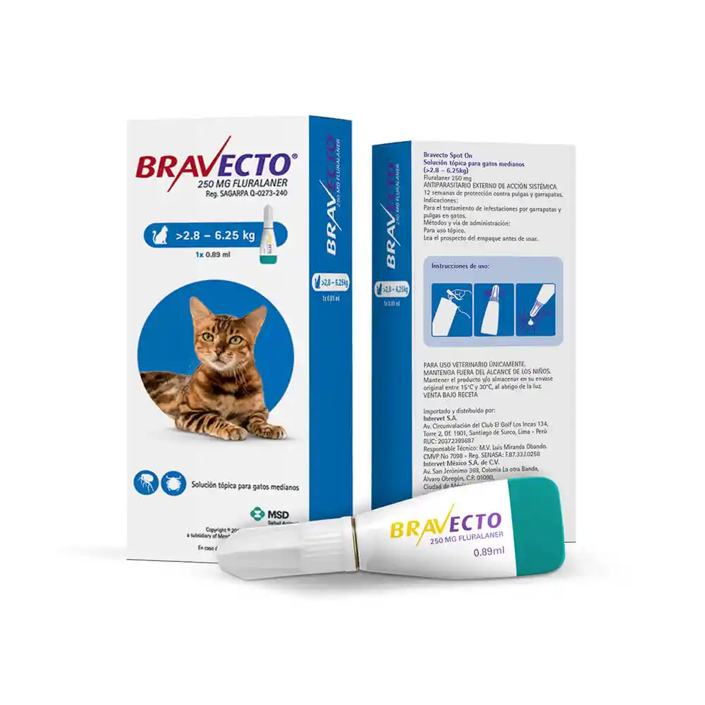 Bravecto Antipulgas para Gato 2.8 a 6.2 Kg