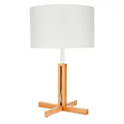 Lámpara Mesa Madera Tela 110V Blanco 48 cm Diseño 0001