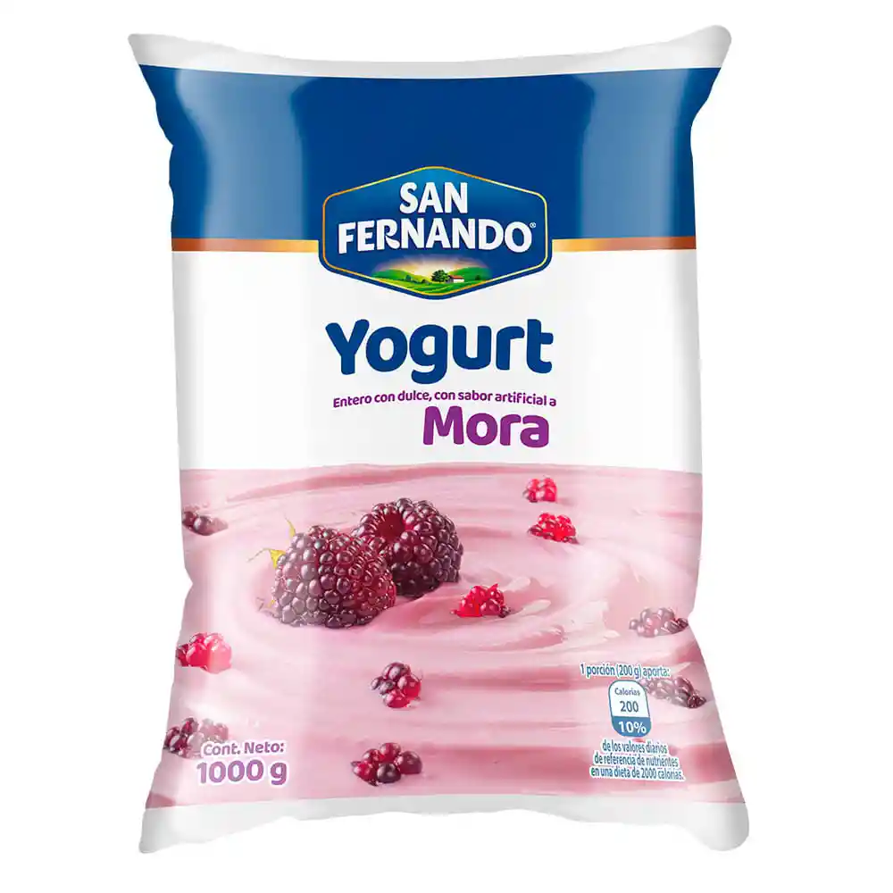 San Fernando Yogurt Entero Sabor a Mora