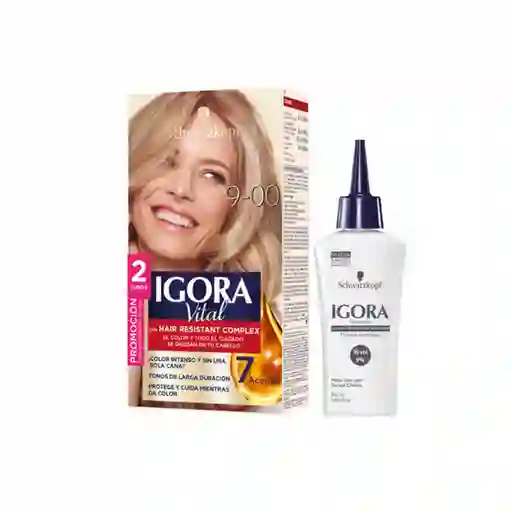 Tinte Igora Vital 9-00 Rubio Extra Claro + Oxigenta Gratis