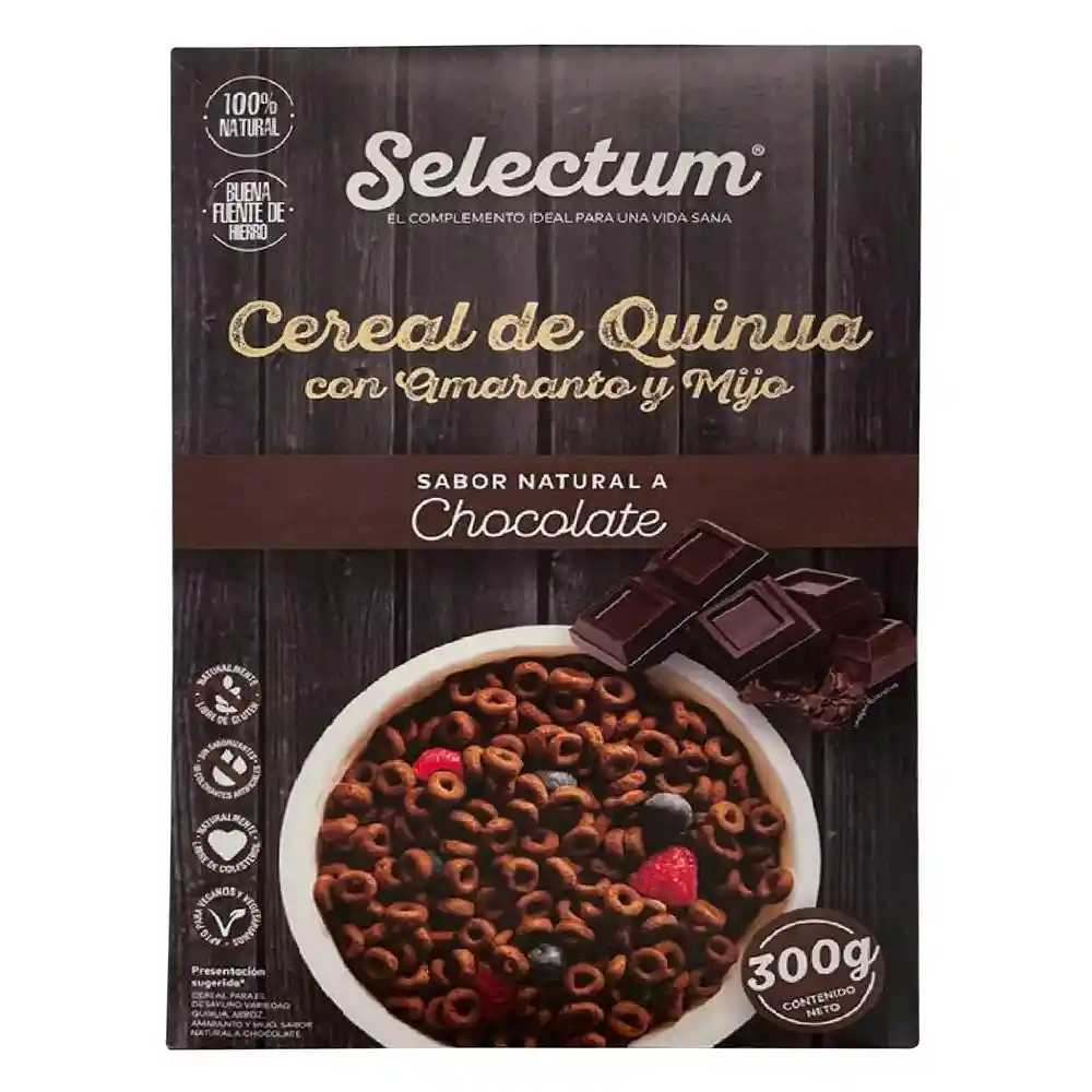 Selectum Cereal de Quinua con Amaranto y Mijo Sabor Chocolate 