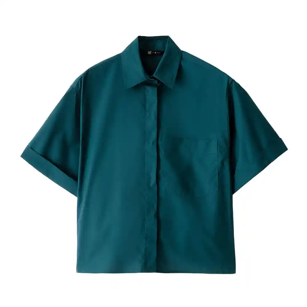 Camisa Manga Corta Oversized Largo Asimétrico Femenino Lepag Gef Talla L