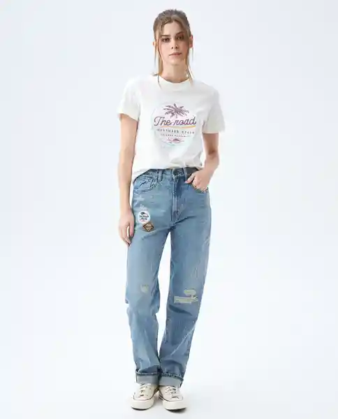  Camiseta Mujer Blanco Talla S 602E001 AMERICANINO 