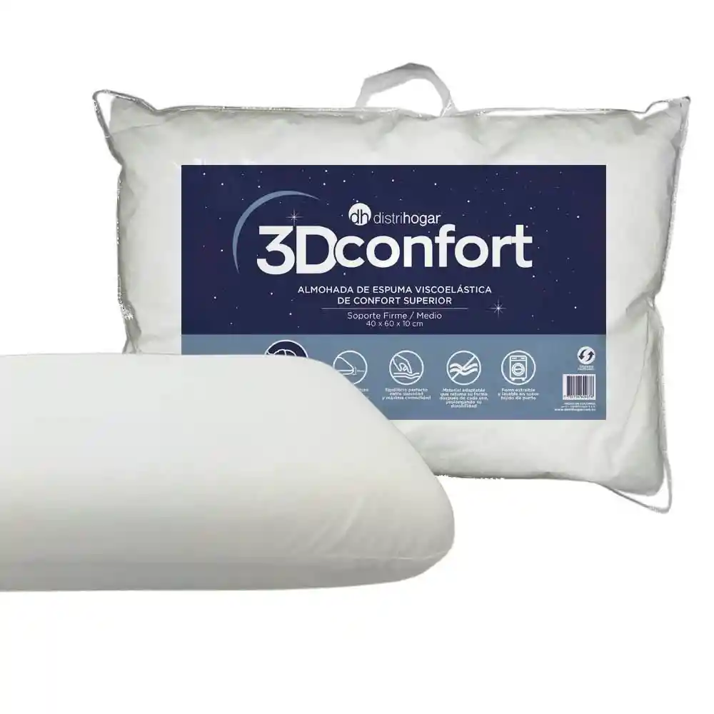 Almohada 3d Confort Viscoelástica Media Distrihogar Pt21622