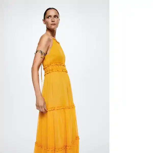 Vestido Carter Mostaza Talla L Mujer Mango