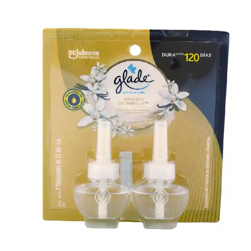 Glade Repuesto Ambientador Aceites Naturales Abrazos de Vainilla 2x21ml