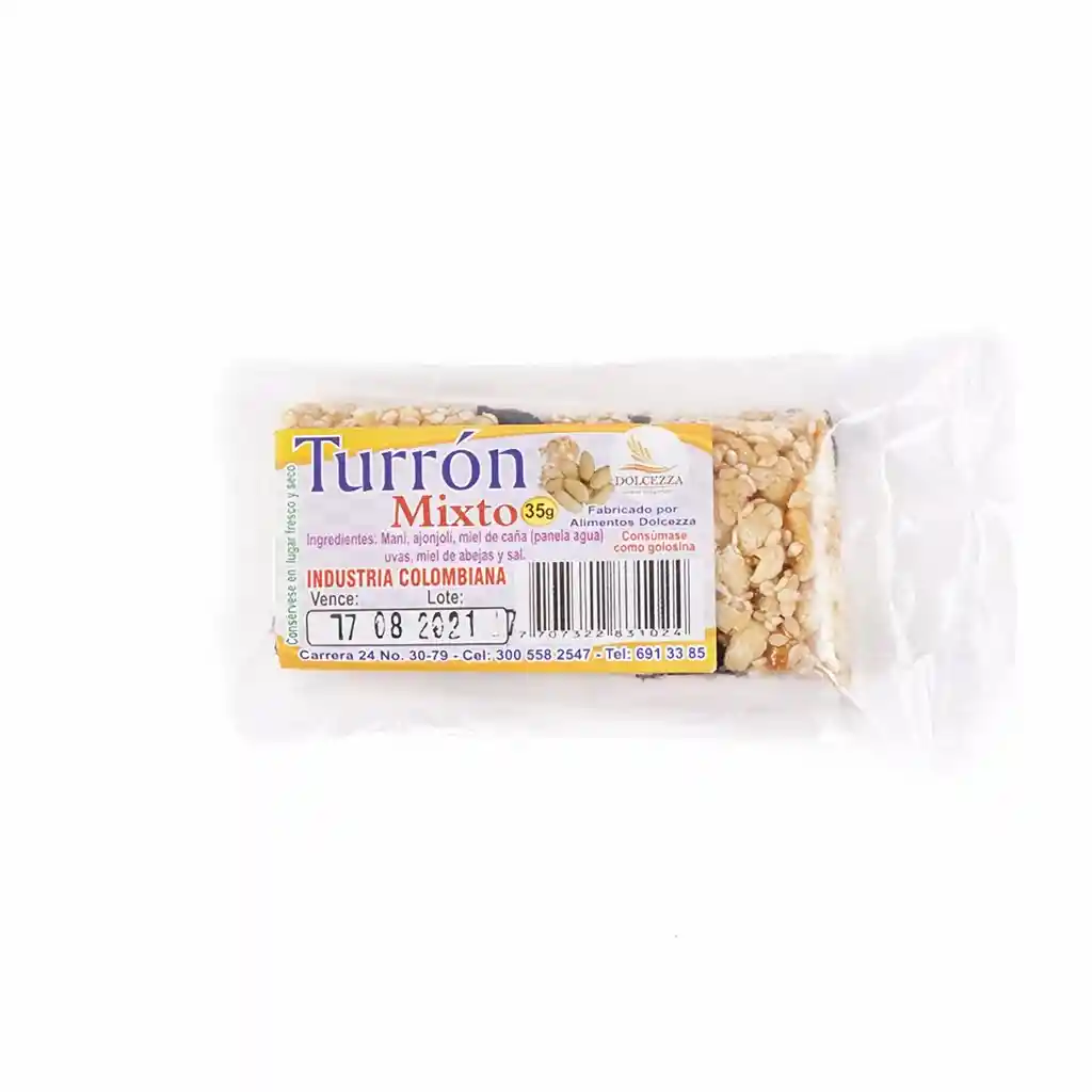 Dolcezza Turron Mixto Mani Ajonjoli Pasas